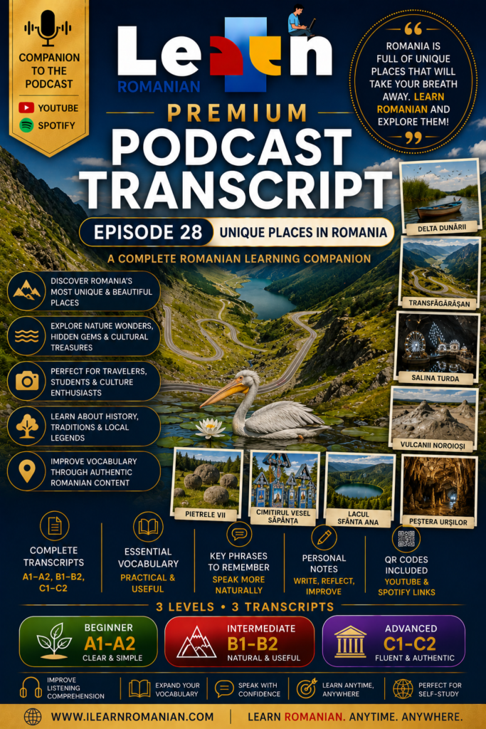 PREMIUM PODCAST WORKBOOK - EPISODE 28: UNIQUE PLACES IN ROMANIA