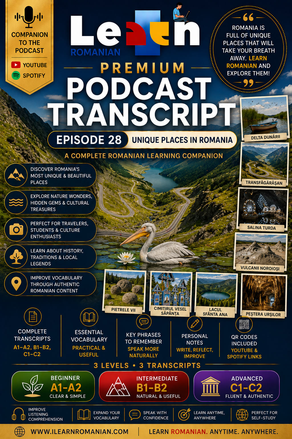 PREMIUM PODCAST WORKBOOK - EPISODE 28: UNIQUE PLACES IN ROMANIA